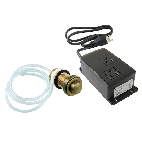 Dual Outlet Garbage Disposal Air Switch Kit, Antique Brass